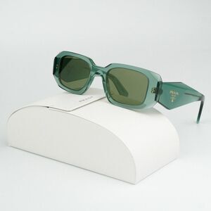 NEW Prada PR17WS 11R10E Sage Green Mirror Internal Silver Rectangle Sunglasses